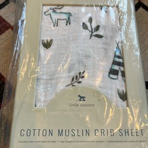 NWT Cotton Muslim Crib Sheet by Little Unicorn